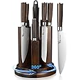 SYOKAMI Kitchen Knife Set with Magnetic Block and Sharpener 14 Piece Knife Set 360° Rotatable Holder Ultra Sharp High Carbon Stainless Steel Knives Sets with Steak Knives, Anti-slip Ergonomical Handle