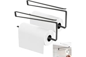 ATBAR 2 Pezzi Porta Rotolo da Cucina, Portarotolo da Cucina Senza Foratura, Porta Carta da Pensili da Cucina, Cucina Accessori, Portarotoli Cucina, 26cm Porta Rotolo Cucina per Scottex (Nero)