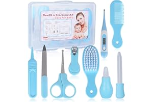 CHSEEO Babypflege Set, Baby Erstausstattung Pflegeset, 9Pcs Baby Healthcare Kit, Babypflegeset für Neugeborene, Säugling, Kleinkind Gesundheit und Pflege Leicht zu tragen (Blau)