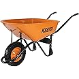 KSEIBI Heavy Duty Wheelbarrow – High Capacity Steel Frame, 1-Wheel Design for Gardening, Construction, and Landscaping – Durable Metal Wheel Barrow with Handle