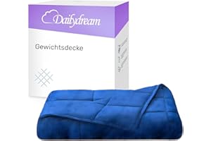‎DAILYDREAM Dailydream Therapie Gewichtsdecke | 135x200 | 4,5 kg | Blau | aus flauschigem Fleece | mit Glasperlenfüllung | schwere Decke zum Schlafen | Weighted Blanket | Therapiedecke | Körpergewicht bis 52 kg