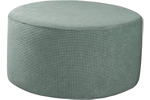 perfk Round Pouffe Cover Footstool Storage Covers Stool Pouf Stretch Covers, Machine Washable (Large, 58-65cm), Green