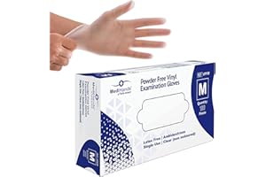 FARLA MEDICAL MediHands Clear Vinyl Powder Free Patient Examination Gloves Heavy Duty Disposable Vinyl Gloves Latex Free Extra Strong Durable Medical Food and Multi Use - Medium - Pack of 100