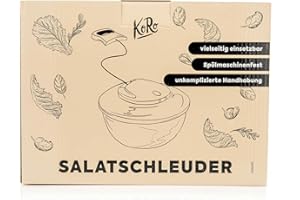 KoRo - Salatschleuder - Spülmaschinenfest - Kombiprodukt: Salatschleuder, Küchensieb und Edelstahlschüssel mit Deckel im Set - Einfache Handhabung - Nie mehr wässrige Salate