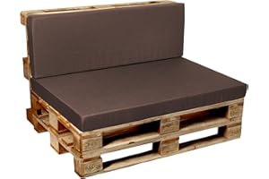 Garden Factory Cojines para palets, Cojín de palé, Cojines para Sofas de palets Asiento, Respaldo o Juego V2 (Set (Asiento 120x60+Respaldo 120x40, Marrón))
