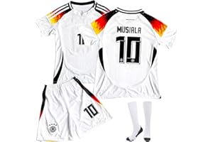 COQOYO Fussball Trikot Kinder Set, Heim JM10 Fußballtrikot für Jungen und Mädchen von 6-13 Jahre, Atmungsaktives und Schnelltrocknendes Fußball Trainingstrikot mit Kurzarm Shorts Socken, Weiß