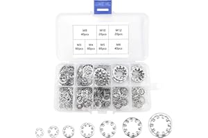 BOLOEST 300 sztuk podkładki Starlock 304 stal nierdzewna wewnętrzna gwiazda zębate podkładki M3 M4 M5 M6 M8 M10 M12 szybkozłączki zatrzaskowe zatrzaski szybkościowe klipsy mocujące narzędzie asortymentowe