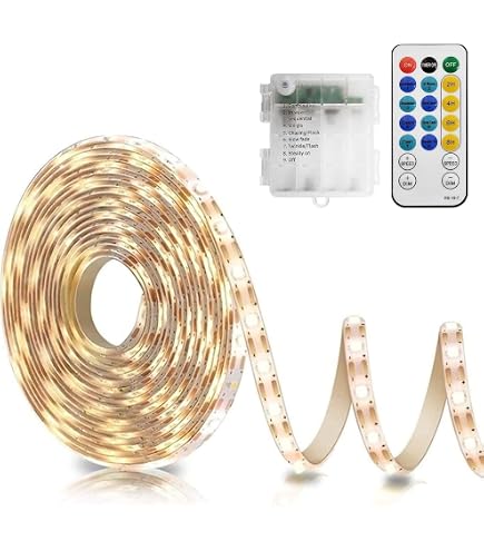 2 Pack LED Strip Lights Indoor Outdoor Waterproof, 16.5ft 150 LED 2700K-6000K Tunable White Battery Powered LED Strip Lights With Remote USB Dimmable Timer Cuttable For Kitchen Bathroom Yard Pool