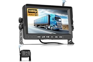 VECHTEL Caméra de Recul Moniteur sans Fil 1080P, Kit Moniteur avec Écran IPS 7 Pouces pour Camion, Bus, Camionnette, Camping Car, Pick-up, IP68 Waterproof, Vision Nocturne, Lignes de Conduite DIY