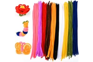 ROJINKADE 100 Pcs Pipe Cleaners For Craft, Multi Colour Chenille Stem for DIY, 30cm Super Soft Pipe Cleaners for Christmas Arts and Crafts Project Decoration (Dark Colour)
