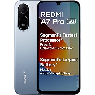 REDMI A7 Pro 5G (Mist Blue, 4GB RAM,128GB Storage) | Segment's Fastest Processor | Segment's Largest Battery | Segment's Largest & Smoothest 6.9in 120