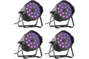 GdjRttk 4PCS RGBWA UV Faretto Par LED, Zoom Regolabile 18 LED Luce da Palcoscenico DMX8/11CH con Attivazione del Suono, Luce di Scena per Spettacoli di bar da concerto Club Matrimoni