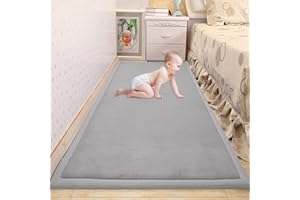 Waigg Kii Grand tapis d'éveil pour bébé en velours corail doux, antidérapant, pour salon, chambre à coucher (90 x 200 x 2 cm, gris)