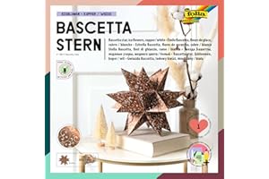 folia 411/1515 - Bastelset Bascetta Stern Weihnachtsornament, kupfer/weiß, 32 Blatt, 15 x 15 cm, fertige Größe des Papiersterns ca. 20 cm, mit ausführlicher Anleitung - ideal zur zeitlosen Dekoration
