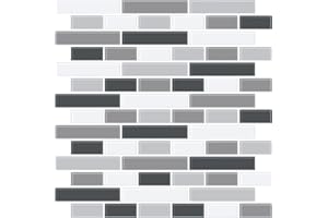 HOMEIN InHome NH2362 Smoked Glass Peel and Stick Backsplash Tiles, Black