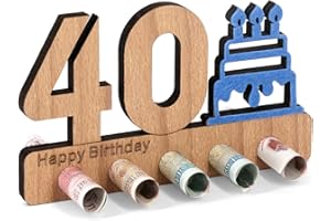 Giftota 40th Birthday Gifts for Women Men, Original Funny Money Gift Wooden, 40th Birthday Decorations, Unique Happy Birthday Cards Anniversary Party Presents Guestbook,Personalised Gifts for Friends