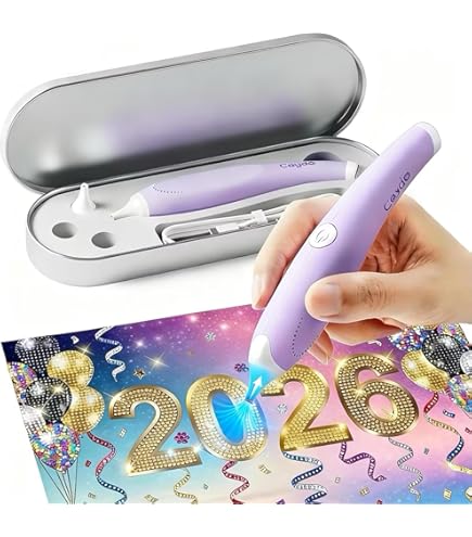 Stylo Diamant Électrique Rechargeable - 4 Pointes Incluses - Aspiration Réglable - Pour Tableaux, Bijoux, Broderie, DIY