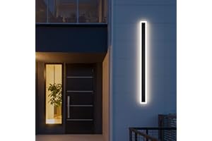Klighten Długa lampa ścienna LED, do użytku na zewnątrz/wewnątrz, IP54, lampa zewnętrzna, lampa zewnętrzna, żelazo, akryl, kinkiet zewnętrzny do willi/tarasu/sypialni, naturalne światło 4500 K, 120 cm