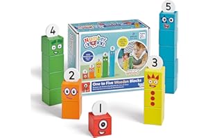 Learning Resources Numberblocks – 15 Bloques de Madera Multicolores para Construir Personajes (1-5), Juguete Educativo con Bolsa de Almacenamiento, para 3, 4, 5+ Años