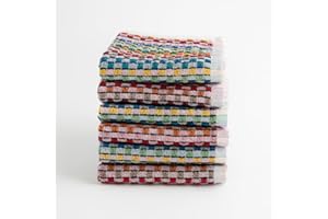 BOSKIMO Strofinacci da cucina in cotone premium – Confezione da 6 stracci da cucina in microfibra e riccio, strofinacci da cucina in cotone assorbenti, panni per la pulizia (Rainbow.)