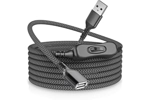 RUXELY Kabel przedłużający USB z przełącznikiem 1 M, złącze typu A męskie na żeńskie, przedłużacz z przełącznikiem ON/OFF do obsługi (danych i energii) do lampy LED USB, klawiatury