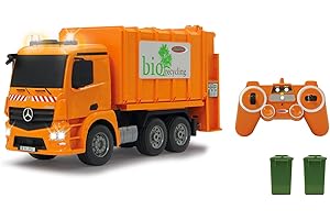 JAMARA 405079 - Müllwagen Mercedes Antos 1:20 2,4G - Hochfahren der Mülltonne, einziehen des Müllgutes, 2 Rundleuchten auf dem Dach, Blinker, Licht vorne und hinten, 4 Radantrieb, Gummireifen