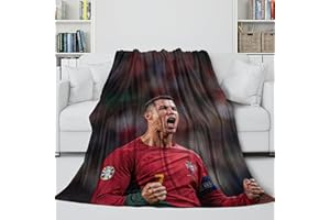 REIPOL Ronaldo Flanell Decke - Fußball Kinder Jugendliche Erwachsene - Tactile Gefühl Wie Eine Umarmung in Einer Decke - Sofa Bett Krippe Dekor - Weihnachten Geburtstag Geschenk(150x200cm)