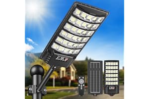 PEAKRO Farolas Solares Exterior, 400W Potente Focos LED Solar con Control Remoto, IP66 Impermeable 6000K Luz Solar Exterior Sensor de Movimiento Lampara Solar Jardín para Garage Patio, 1 Pack
