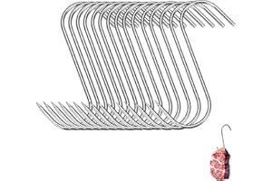 TASHCE 15 Stück S Haken Edelstahl Haken, 15cm Fleischerhaken, Räucherhaken, Hängehaken, Metzgerhaken S-förmige Haken zum Heiß- und Kalträuchern für Fleisch Räuchern Fleischverarbeitung BBQ Backen Fisch