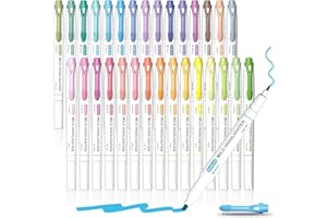 ‎SHUTTLE ART Shuttle Art Textmarker, 30 bunte Pastell Textmarker mit weichen Farben und zwei Arten von Spitzen, dick und dünn, Macron-Farben für Teenager, Kinder und Erwachsene zum Färben