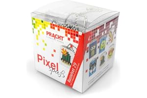 Pracht Creatives Hobby Pixel P90067-63501 Kit de bricolage 29 amusant pour enfants, système d'assemblage simple avec des petites pierres en bioplastique pour créer 6 porte-clés (médaillons)