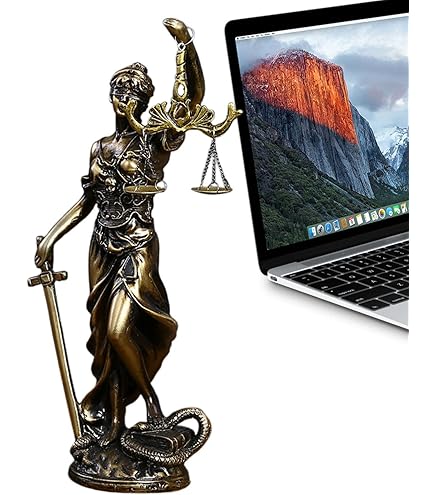 Statuette De La Justice En Résine | Décoration De Bureau Ou Bibliothèque, Finition Cuivre Vieilli, 2 Tailles Disponibles