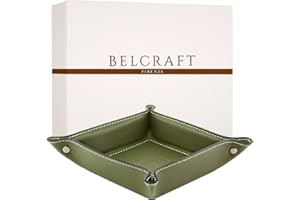 Belcraft Orvieto Svuotatasche in Pelle, Realizzato a Mano da Artigiani Toscani, Porta Oggetti, Verde (19x19 cm)