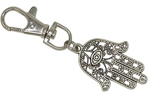 Jeannieparnell 212 - Hamsa Hand with Lucky Evil Eye Keyring - Good Luck Charm - Handmade