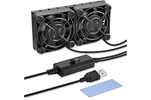 ELUTENG Ventilateur USB 40mm Double, Ventilateur Mini USB 3 Vitesses Réglable 2 en 1 Refroidissement Fan pour Routeur PS4 Xbox TV Box Ordinateur Portable