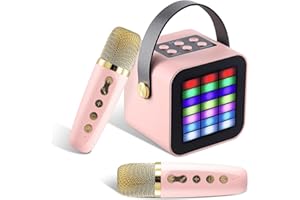 VUSDDY Machine à karaoké avec 2 microphones sans Fil,Jouet karaoké Microphone Enfant,Jouet karaoké Microphone Enfant,Micro karaoké Portable,karaoké Enfant avec Microphone,Cadeaux Filles 4-12 Ans