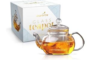 Charbrew Glass Teapot Borosilicate Glass Teapot Tea Strainer for Loose Leaf Tea (800ml)
