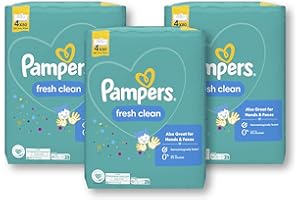 ‎PAMPERS Pampers Fresh Clean Chusteczki nawilżane, 3x320 = 960 szt, neutralny zapach, świetnie nadają się również do rączek i buzi