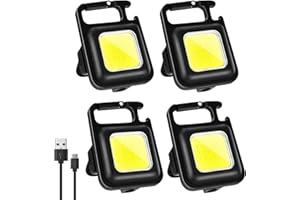 ‎FUNKPROFI Mini LED Taschenlampe, 4 Stück COB Schlüsselanhänger Arbeitslicht Inspektionsleuchten 4 Modi 800 Lumen, Tragbare Notlicht mit Flaschenöffner Werkstattlamp Wasserdicht für Auto Reparatur, Camping