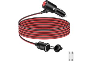 Thlevel Cavo di Prolunga Presa Accendisigari 16AWG 12V Spinotto Maschio Auto Adattatore per Caravan Camper Aspirapolvere 1 Metri