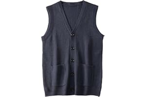 ZHILI Maglione da Uomo V Neck Senza Maniche Open Front Abbigliamento da Uomo