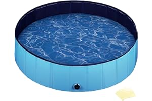 Fudajo Piscine pour Chien – Ø 100 cm, Hauteur 30 cm – Pliable, en PVC – Piscinette Pataugeoire Baignoire Pliable pour Animaux de Compagnie
