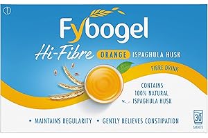 Fybogel Hi Fibre Sachets Orange Flavour 30 Pack - Natural Digestive Support, Gentle Constipation Relief, High Fiber Supplement, Easy Mix Powder, Daily Gut Health, Vegan Friendly