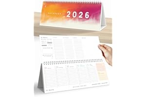 ‎UNITURE UNITURE® - Tischkalender 2026 [Buntes Design] Wochenkalender 2026 zum Aufstellen als Stehkalender 2026 - Kalender quer 2026 Tischkalender als Querkalender 2026
