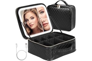 HTOOA Kosmetiktasche mit Schminkspiegel LED Beleuchtung,Schminktasche Groß mit 3 Farbtemperatur Touch-Steuerung Makeup Spiegel Fleischthermometer Kabellos Smart-Grillthermometer Bluetooth