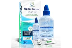 Kit de rinçage des sinus, bouteille compressible, pot Neti, + 20 sachets de sel, Original Plusqmed, lavage nasal, rinçage des sinus, adultes, enfants à partir de 2 ans, douche nasale