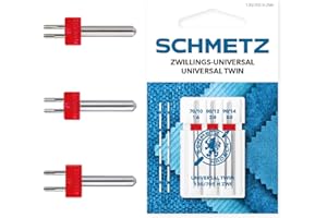 SCHMETZ | 3 Agujas para máquinas de coser | Gemela Universal | 130/705 H ZWI SORT. THS | Grosor 1.6/70, 2.0/80 / 3.0/90