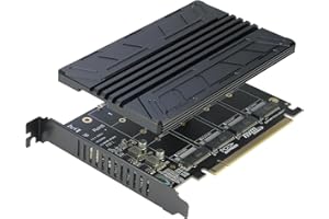 Quad NVMe PCIe Adapter, RIITOP 4-Port NVMe auf PCI-e Express 4.0/3.0 x16 Erweiterte Controller-Karte mit Kühlkörper für M-Key M.2 NVMe SSD (PCI-e Bifurkation erforderlich)