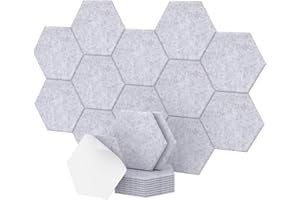 12-pak sześciokątnych paneli akustycznych, TONOR 30x26x1cm wysokiej gęstości panele dźwiękoszczelne do ścian, Dźwięk tłumienia izolacji panele ścienne, pochłaniająca hałas wyściółka, Szare