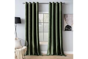 MIULEE Rideaux Velours Vert Matcha 140x245 CM Lot de 2, Luxurious Doux Semi-occultant Rideau à Oeillets, Rideau Thermique Isolant Anti Chaleur Velours pour Chambre, Opaque Rideaux Salon Moderne